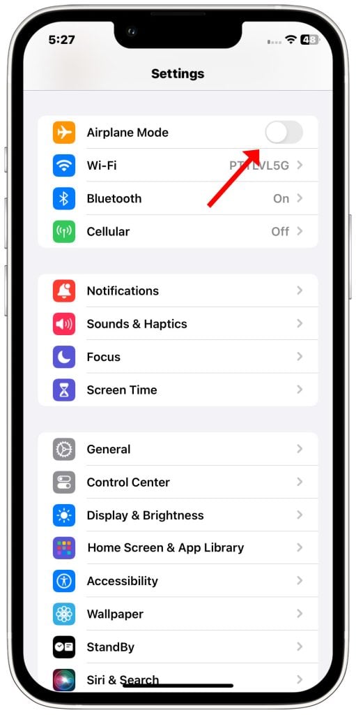 iPhone Airplane Mode OFF