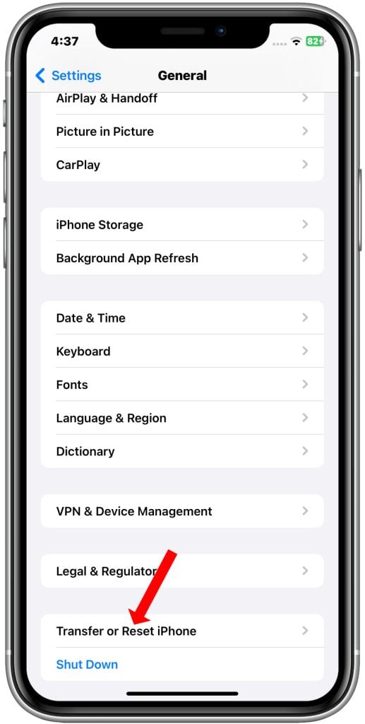Transfer or Reset iPhone
