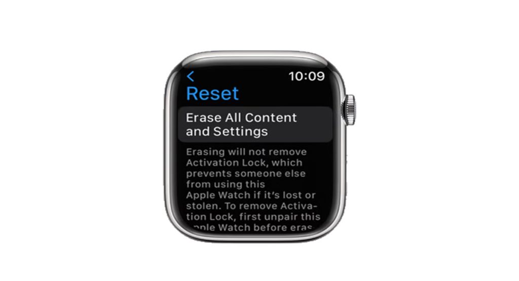 Reset on sale iwatch 4