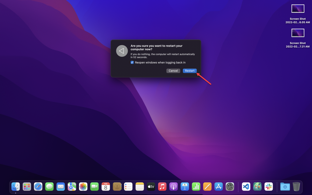 Restart your MacBook Air M1