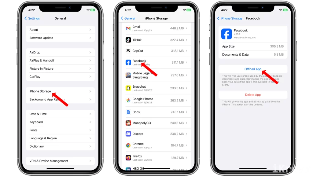 how to offload an app on iphone