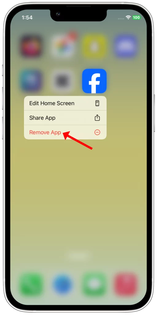 Facebook Not Working On iPhone 11? Here's The Fix 10 tap remove app