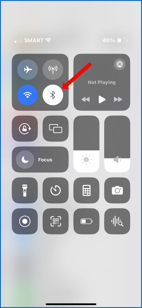 iPhone Control Center Bluetooth icon