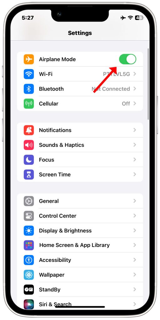 iphone Airplane Mode ON