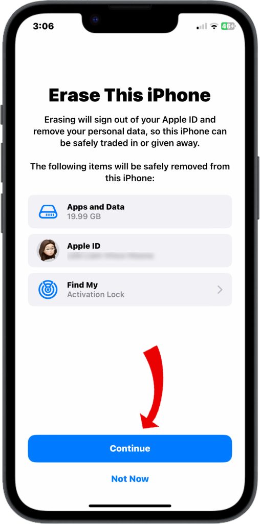 Tap Erase iPhone.