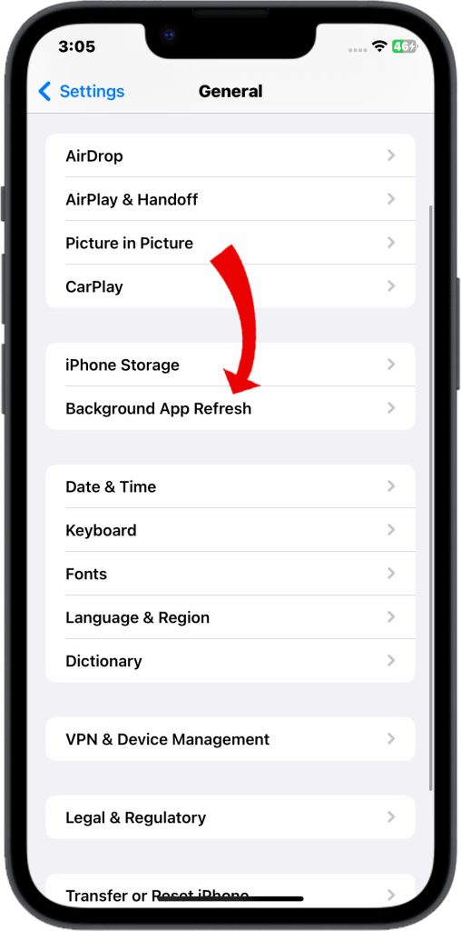 To disable Background App Refresh, go to Settings > General > Background App Refresh