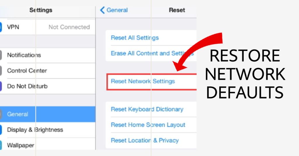 reset network settings on iPad