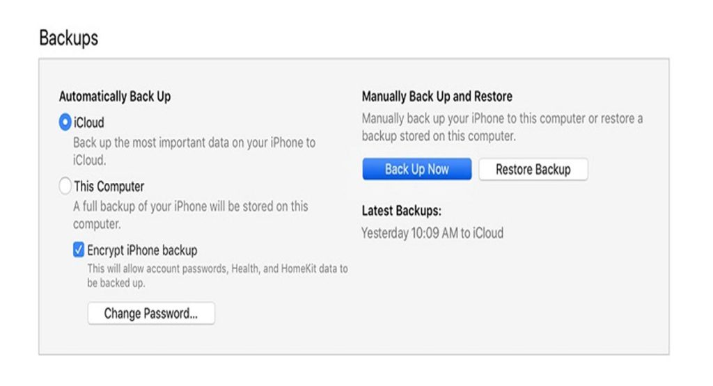 iTunes backup iPhone