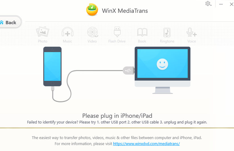 Download and install WinX MediaTrans on your PC.