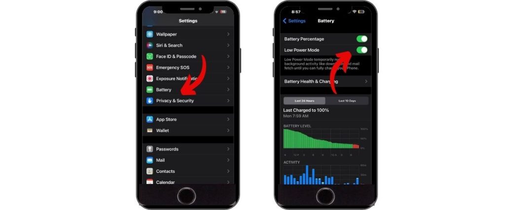 IPHONE 7 Enable Low Power Mode