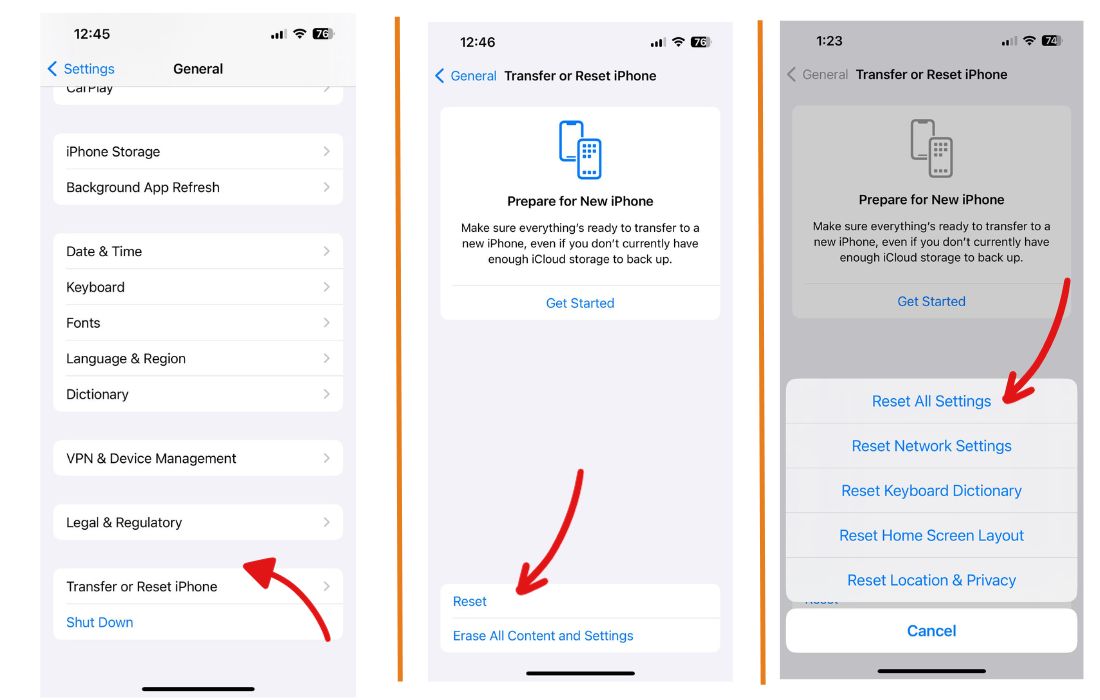 Ways to Fix iPhone Screen Freezes and Won't respond to Touch - Ultimate Guide 6 Reset All Settings