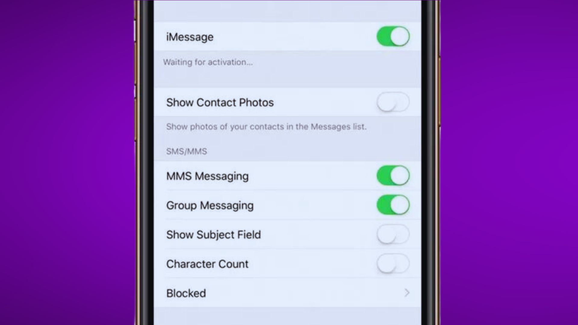 Check SMS/MMS Settings