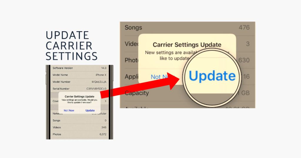 Update Carrier Settings iPhone X