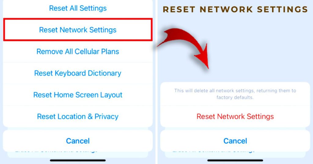 reset network settings iphone X