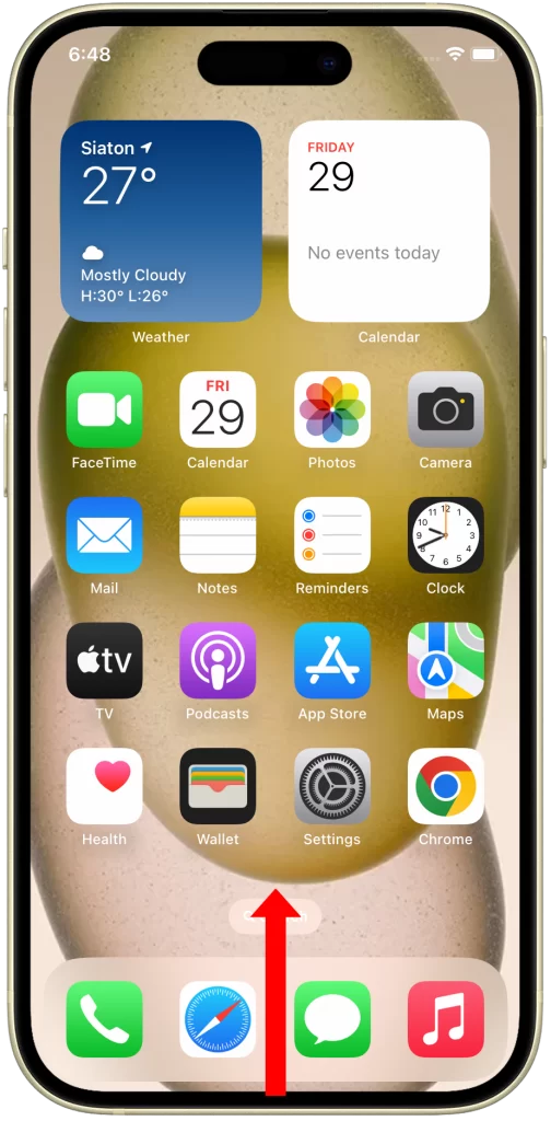 Swipe up from the bottom of the screen to open the App Switcher