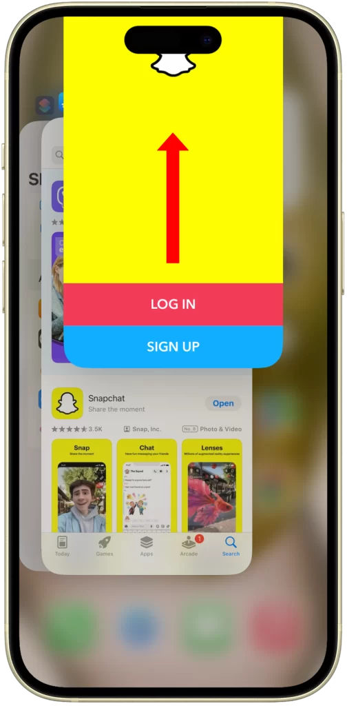 Find the Snapchat app and swipe it up and off the screen