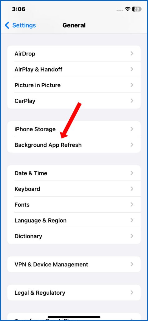 iPhone SE background app refresh