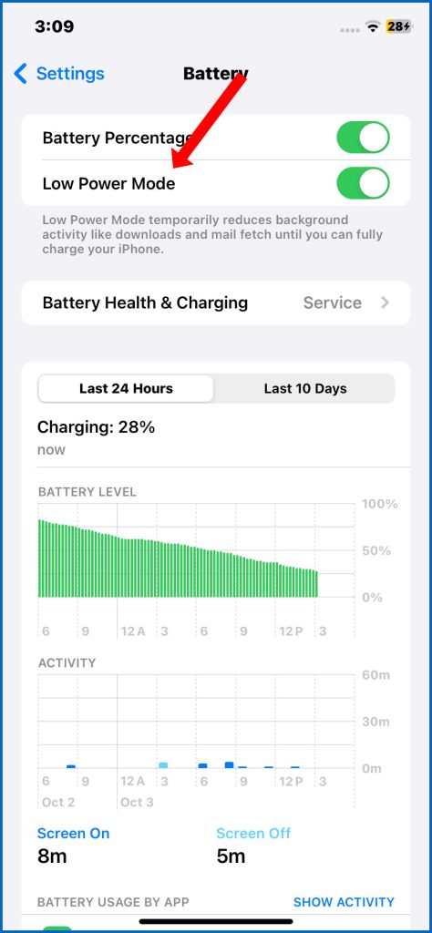 iPhone SE Low Power Mode