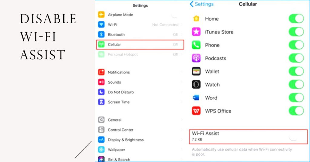 disable wifi assist on ipad
