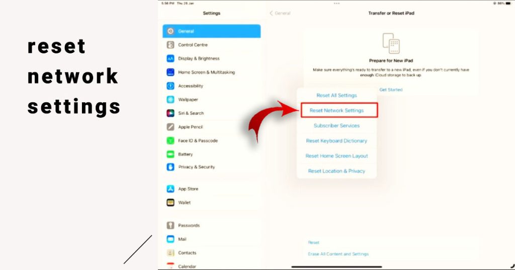 reset network settings on ipad