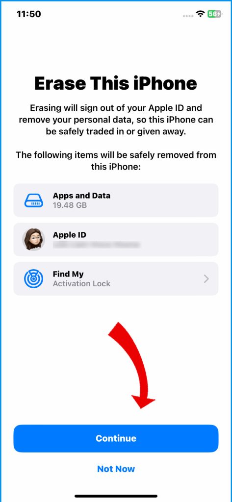 Tap Transfer or Reset iPhone.
Tap Reset.
Tap Erase All Content and Settings.