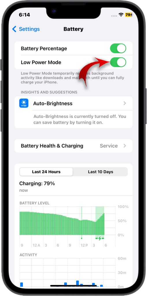 enable Low Power Mode iphone 7 plus