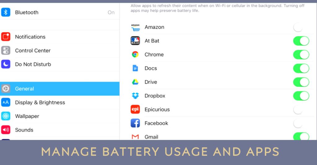 manage battery usage and apps ipad pro