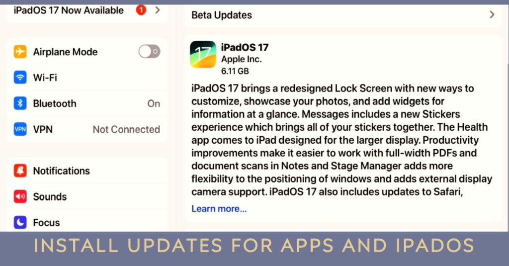 update ipad pro to ipadOS 17
