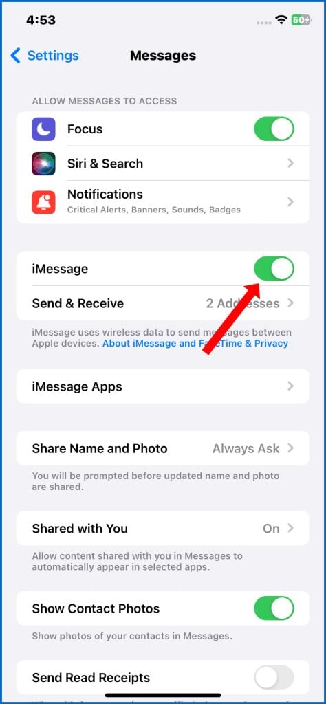 iPhone 11 iMessage On and Off