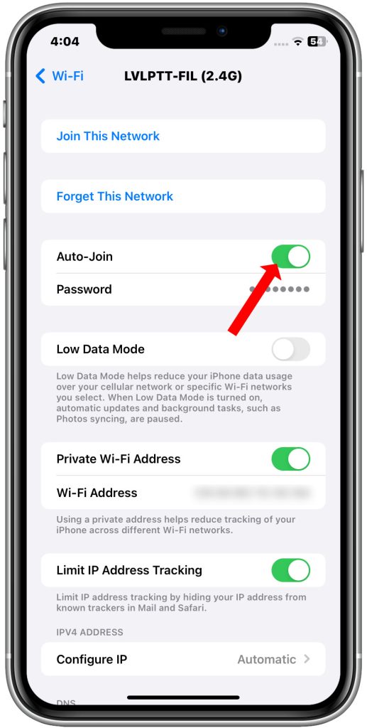 Auto-join wifi iPhone ON