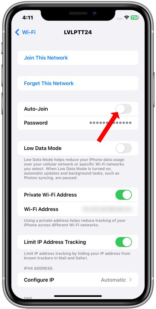 Auto-join wifi iPhone OFF