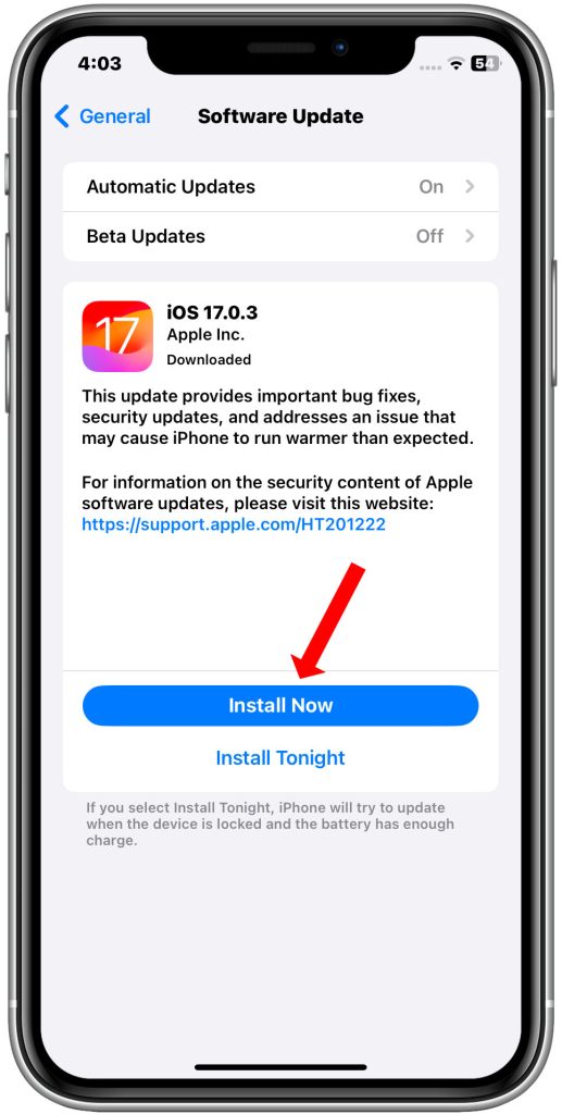 iOS  1703 Update Install Now iPhone
