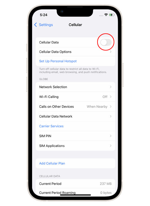 cellular data not working on iphone 13