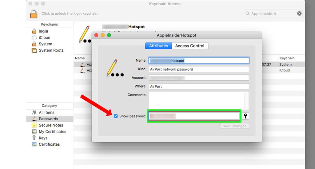iCloud Keychain view password