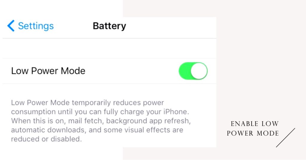 enable low power mode iphone