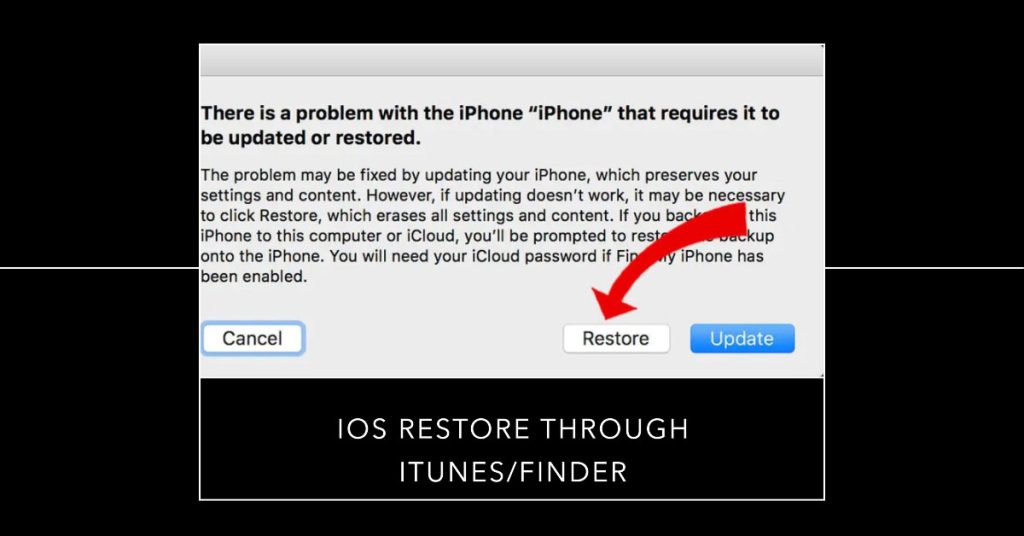 iOS restore using iTunes or Finder