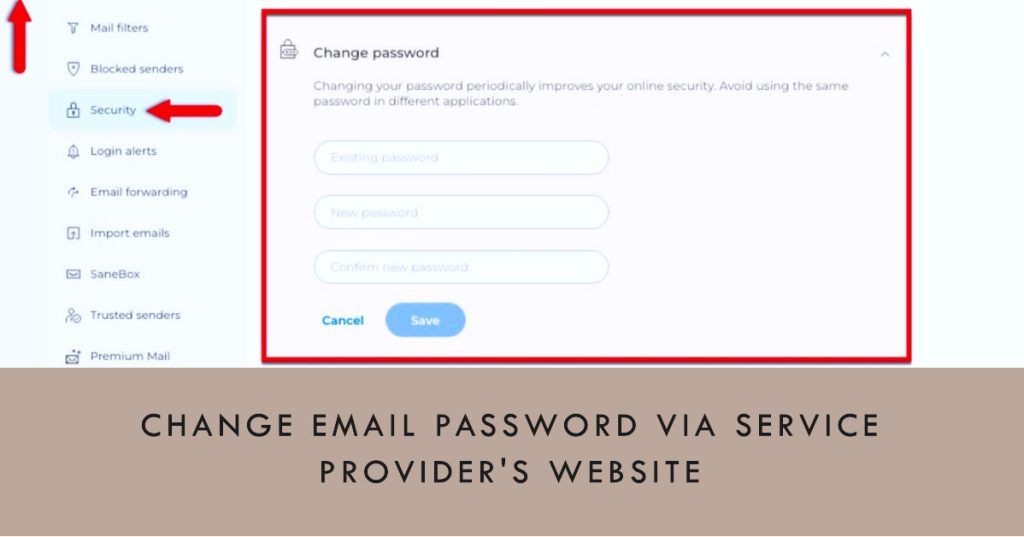 change email password on iphone 13 using email service provider website