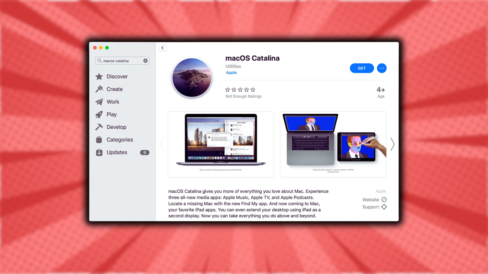 Get the Catalina DMG from the Mac App Store